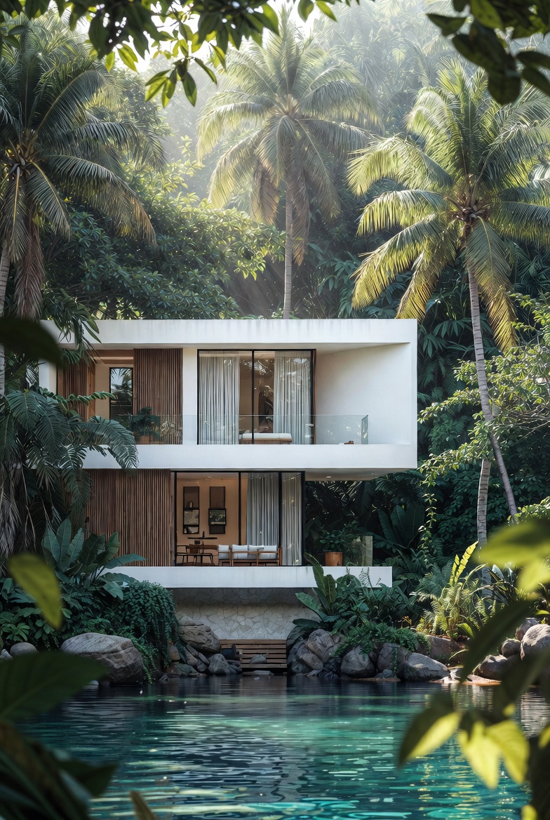 Eco-friendly villa design with modern tropical architecture